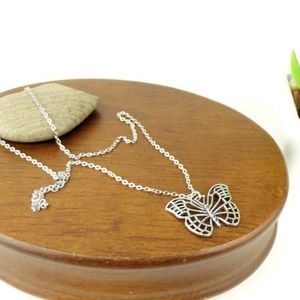 Butterfly Charm Silver Tone Necklace
